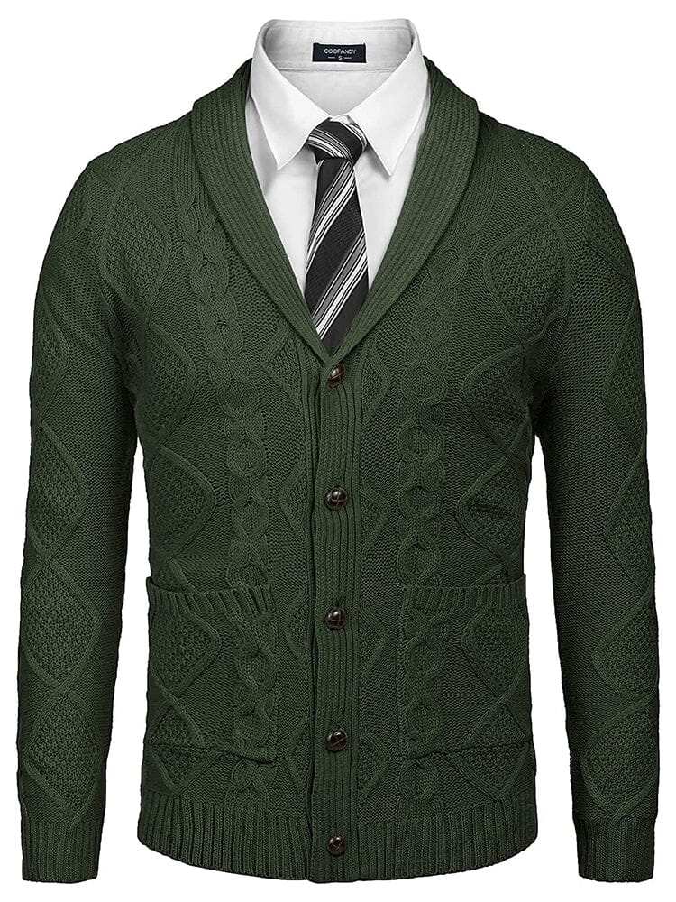 Schalkragen Kragen Knopf Down Strick Pullover with Pockets