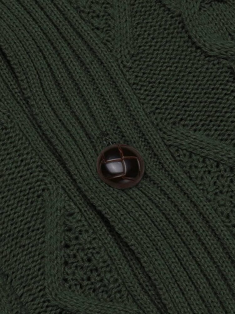 Schalkragen Kragen Knopf Down Strick Pullover with Pockets