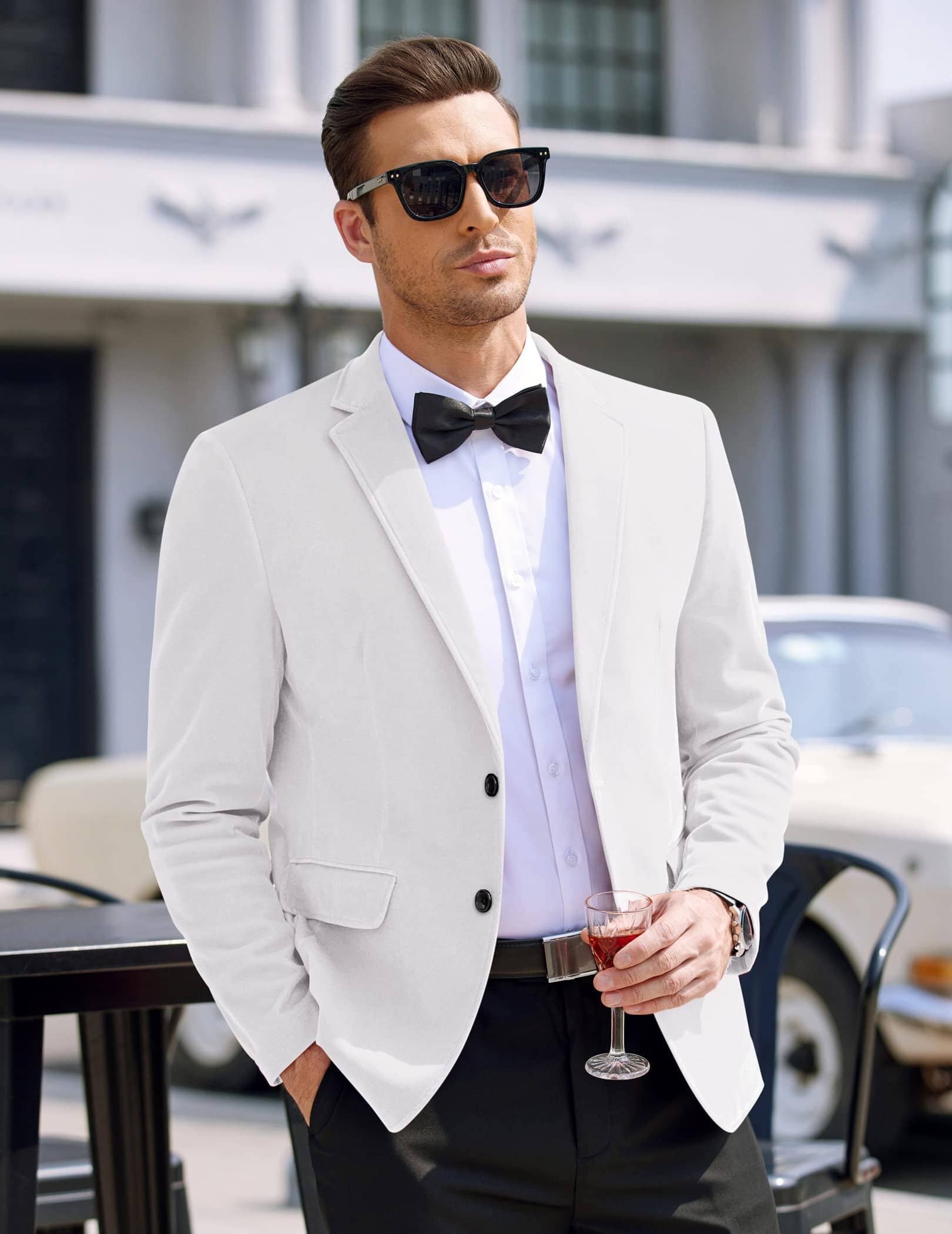 Two Knopf Slim Fit Blazer Retro Tuxedo Anzug Jacken