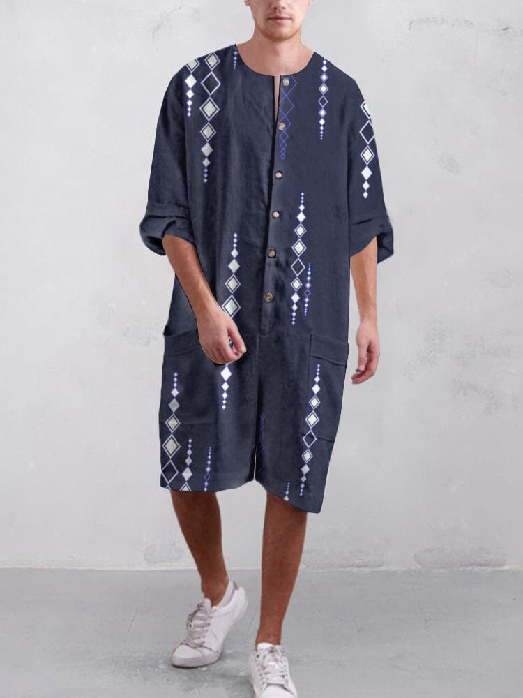 Stripe Baumwolle Leinen Kurz Jumpsuit