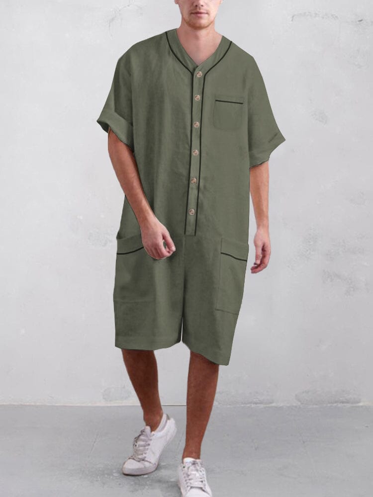 Casual Baumwolle Leinen Kurz Jumpsuit