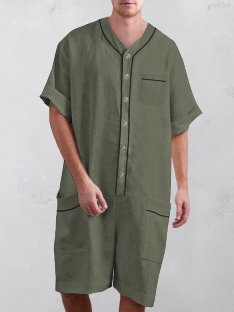 Casual Baumwolle Leinen Kurz Jumpsuit