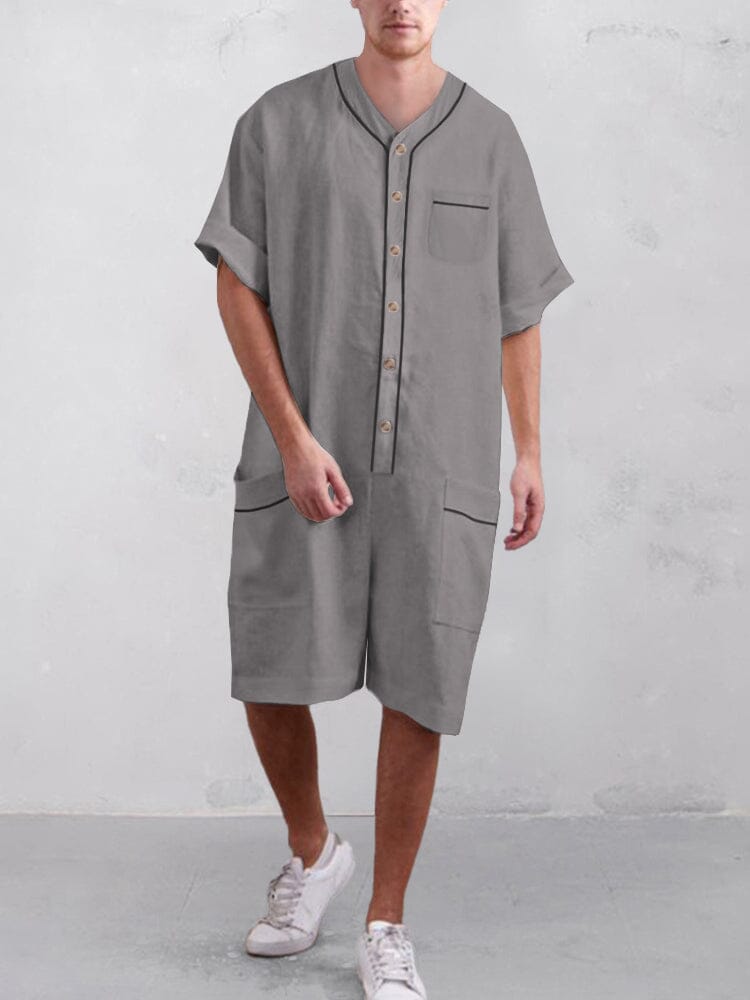 Casual Baumwolle Leinen Kurz Jumpsuit