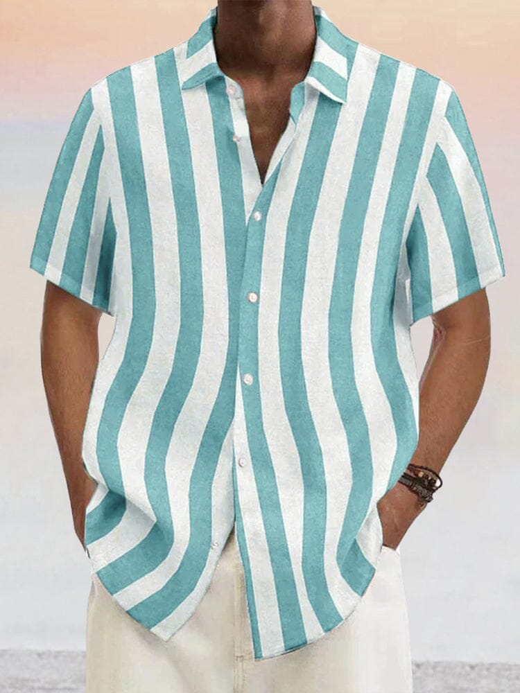Klassisch Casual Baumwolle Leinen Stripe Hemd