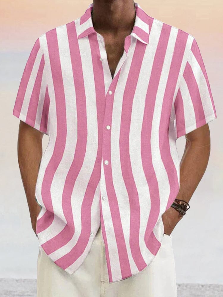 Klassisch Casual Baumwolle Leinen Stripe Hemd