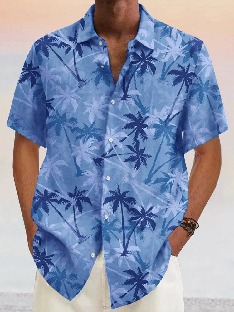 Hawaii Coconut Tree Graphic Baumwolle Leinen Hemd
