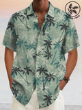 Hawaii Coconut Tree Graphic Baumwolle Leinen Hemd