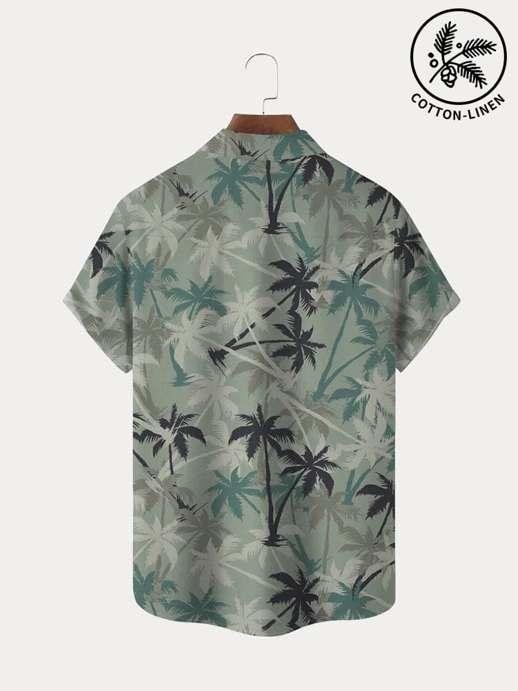 Hawaii Coconut Tree Graphic Baumwolle Leinen Hemd