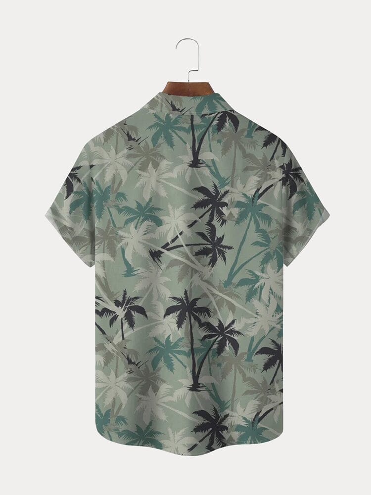 Hawaii Coconut Tree Graphic Baumwolle Leinen Hemd