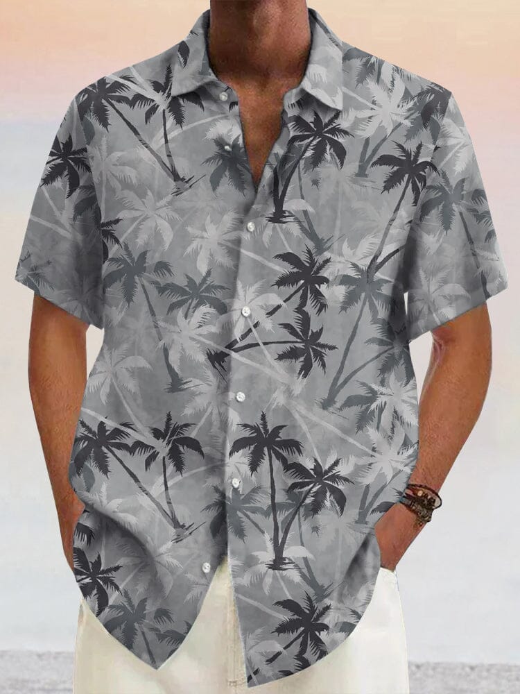 Hawaii Coconut Tree Graphic Baumwolle Leinen Hemd