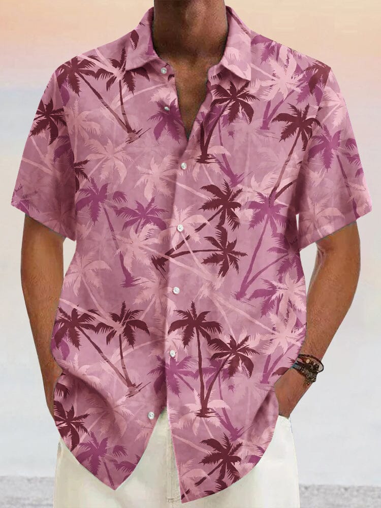 Hawaii Coconut Tree Graphic Baumwolle Leinen Hemd