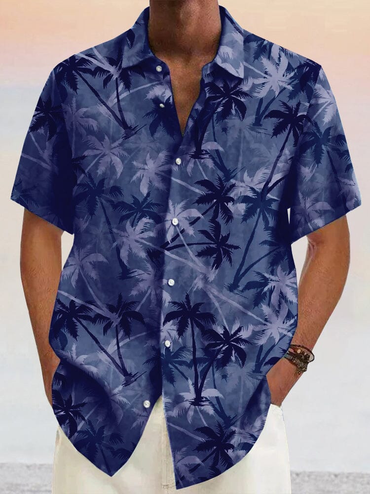 Hawaii Coconut Tree Graphic Baumwolle Leinen Hemd