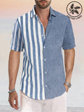 Casual Leinen Stil Stripe Splicing Hemd