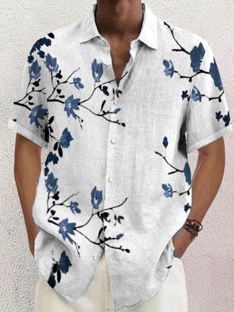 Casual Graphic Baumwolle Leinen Hemd