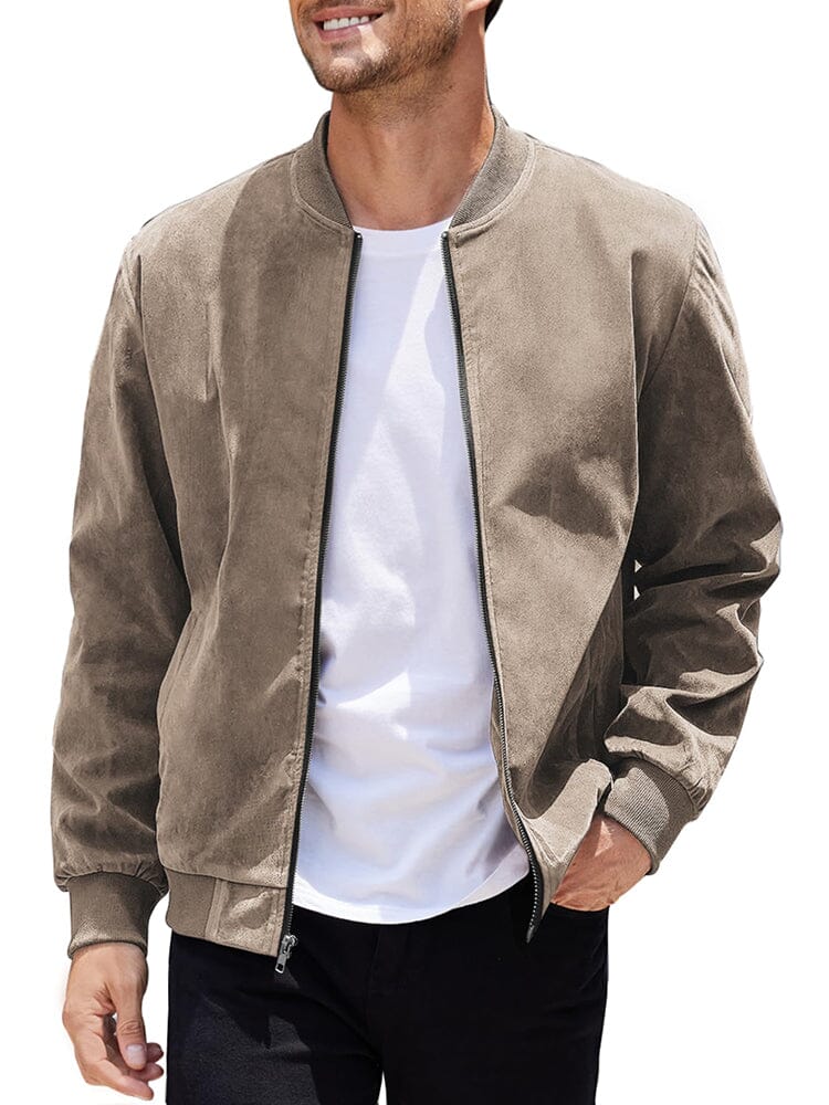 Vintage Suede Bomber Jacke