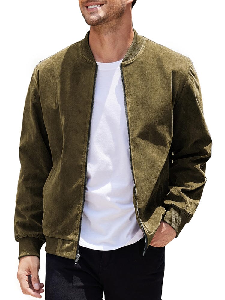 Vintage Suede Bomber Jacke
