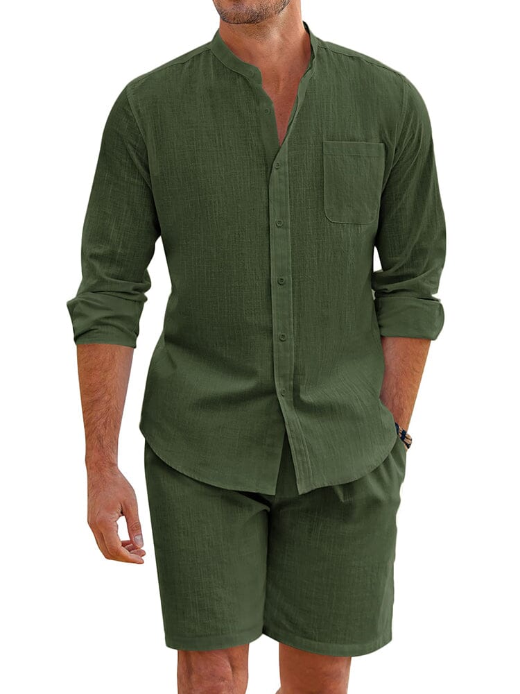 Casual 100% Baumwolle Strand Hemd Sets