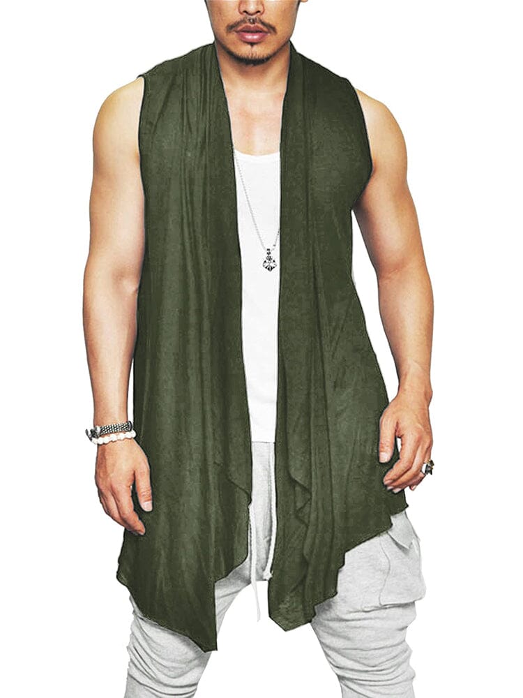 Casual Sleeveless Ruffle Schalkragen Kragen Drape Cape