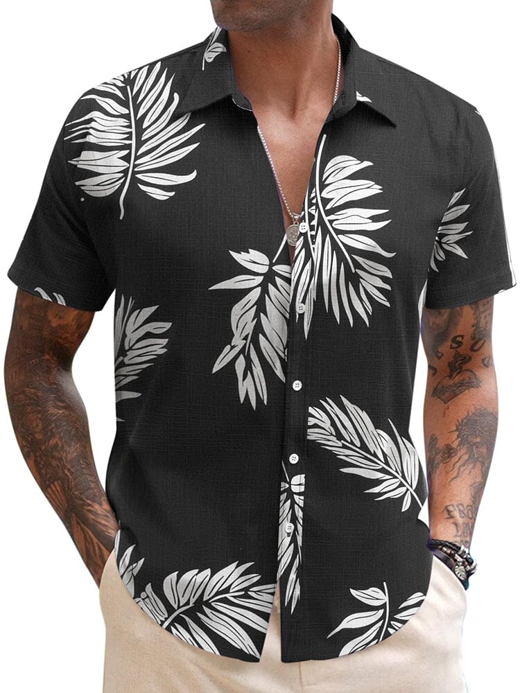 Casual Leinen Blend Printed Hemd