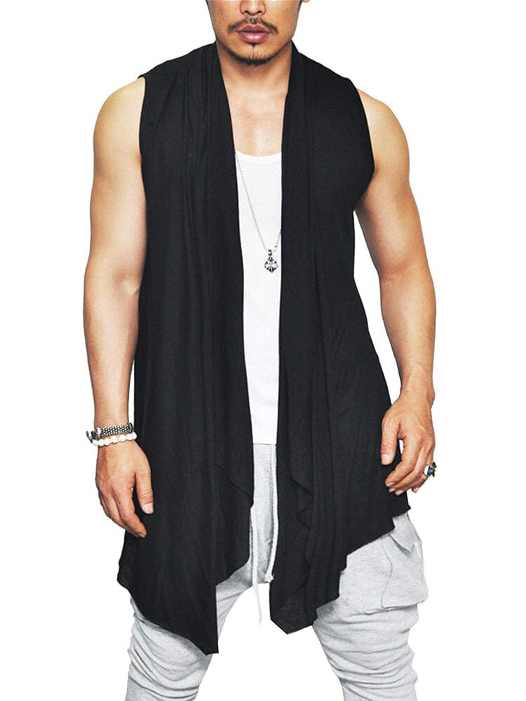 Casual Sleeveless Ruffle Schalkragen Kragen Drape Cape