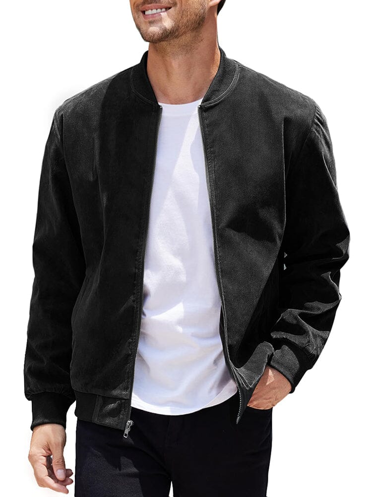 Vintage Suede Bomber Jacke