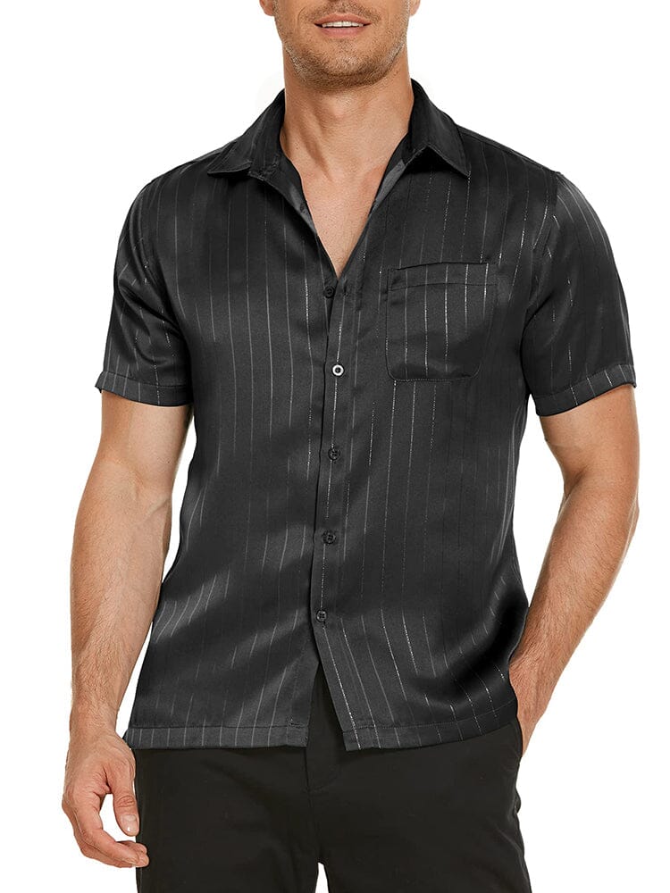 Casual Silk Satin Kurz Ärmel Hemd
