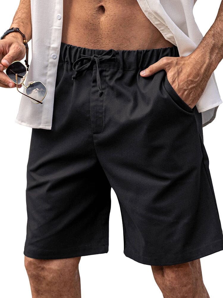 Klassisch Elastische Waist Leinen Shorts