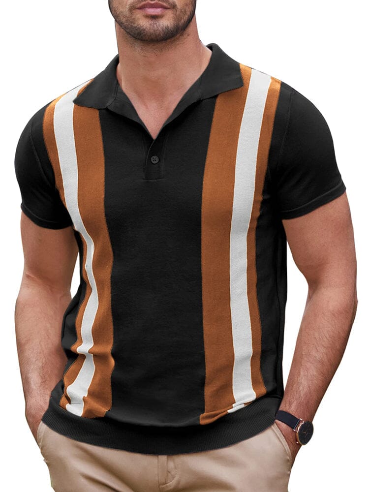 Vintage Stripe Kurz Ärmel Strick Polo Hemd