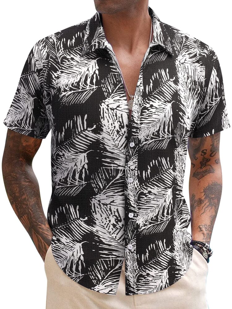 Casual Leinen Blend Printed Hemd