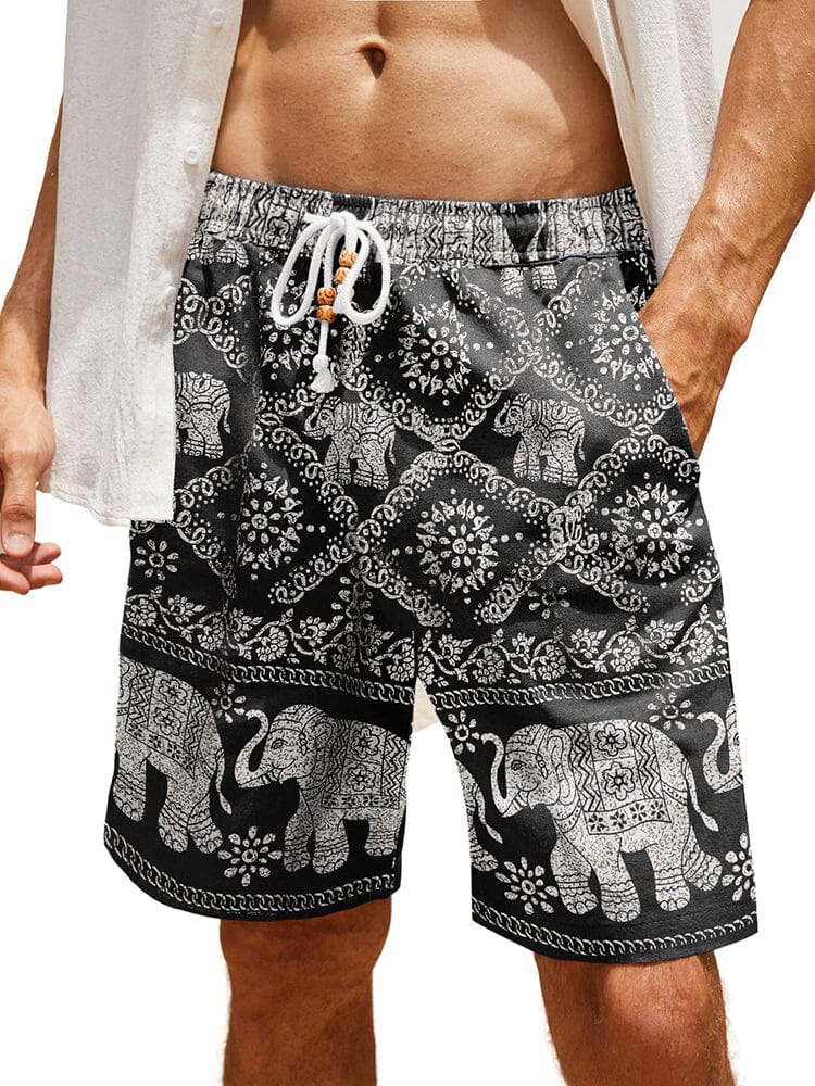 Casual Printed Leinen Holiday Shorts