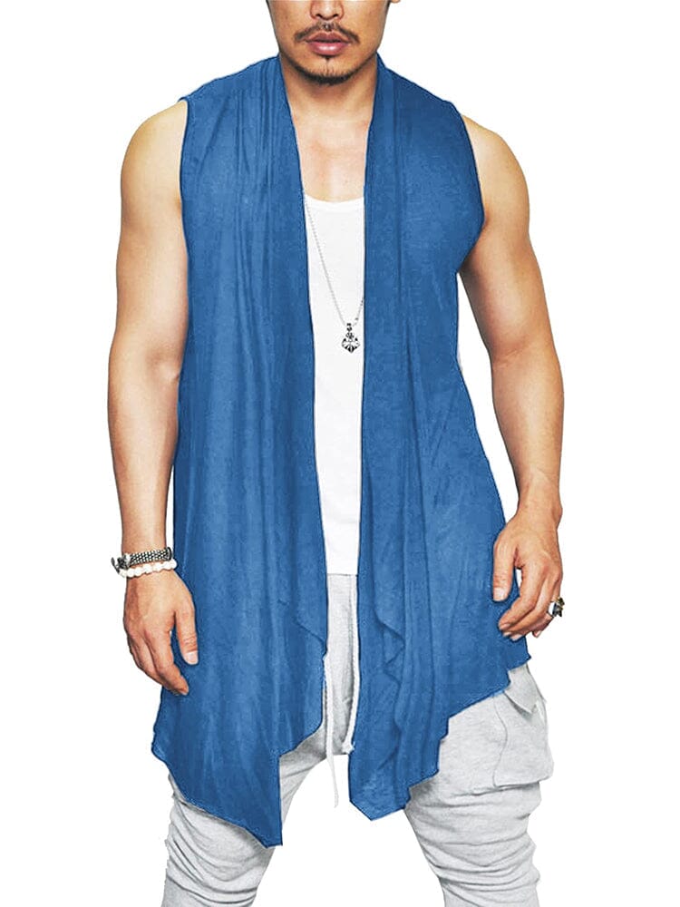 Casual Sleeveless Ruffle Schalkragen Kragen Drape Cape