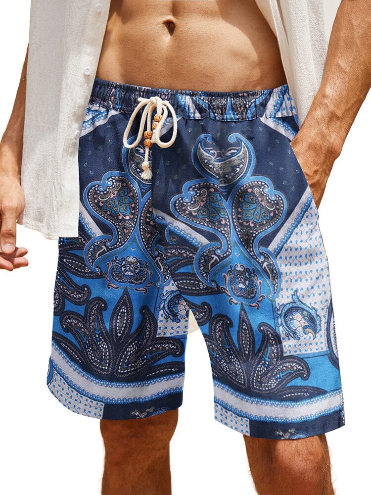 Casual Printed Leinen Holiday Shorts