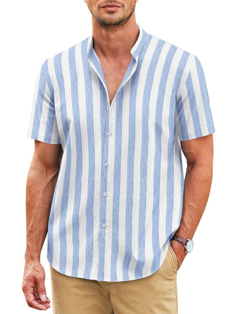 Klassisch Printed Leinen Blend Hemd
