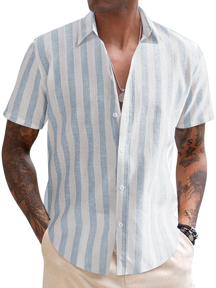 Casual Leinen Blend Printed Hemd