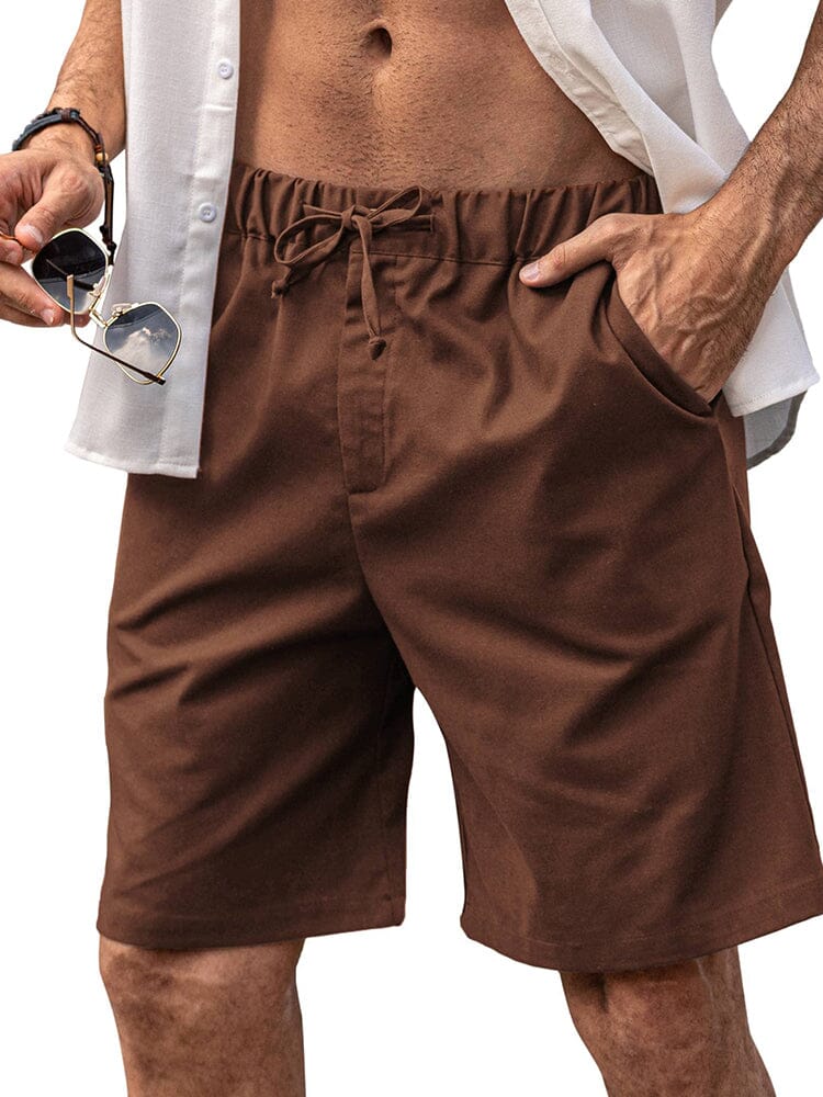 Klassisch Elastische Waist Leinen Shorts