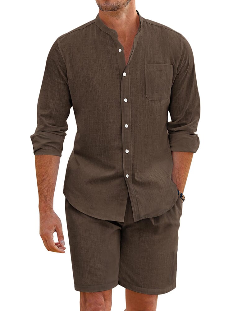 Casual 100% Baumwolle Strand Hemd Sets
