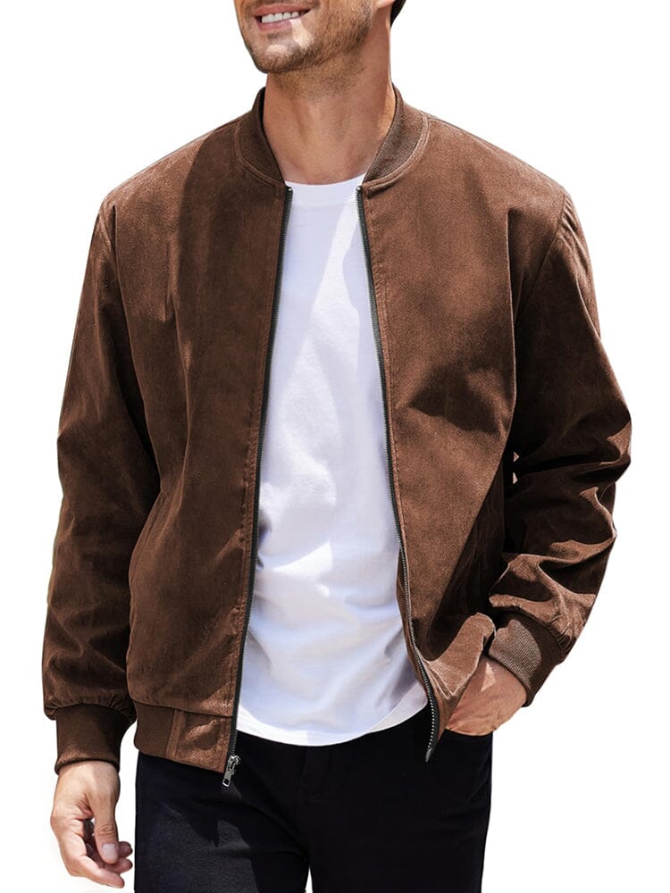 Vintage Suede Bomber Jacke