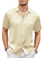 Casual Silk Satin Kurz Ärmel Hemd