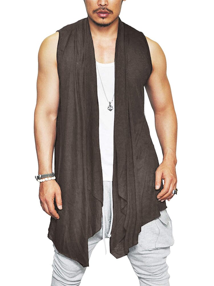 Casual Sleeveless Ruffle Schalkragen Kragen Drape Cape