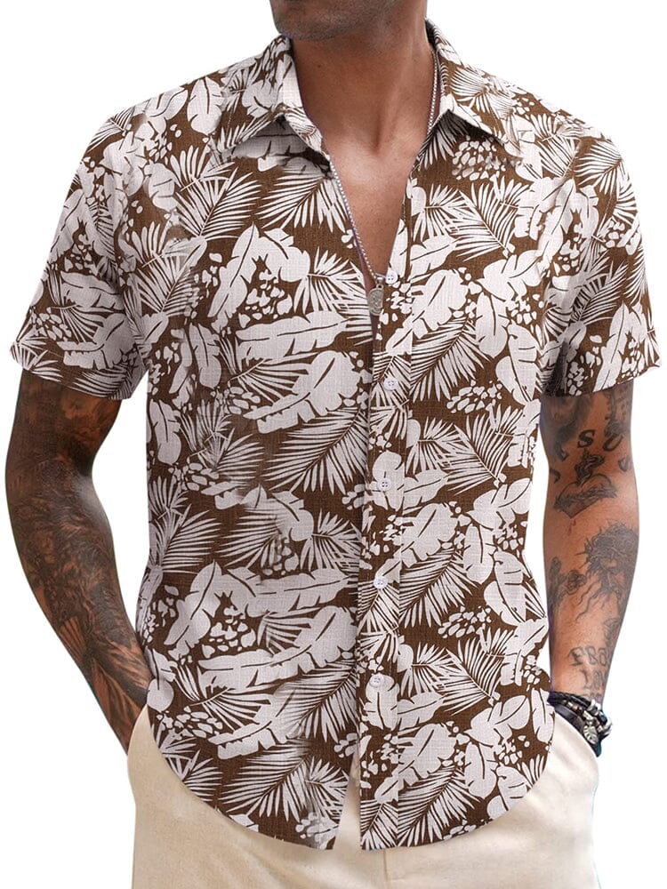 Casual Leinen Blend Printed Hemd