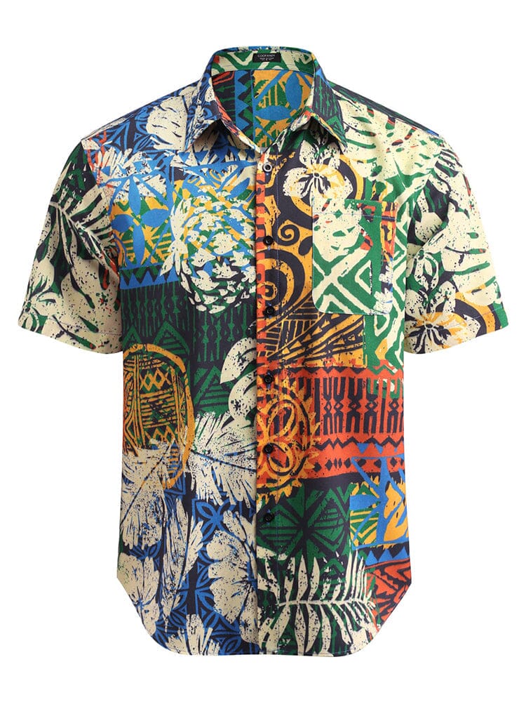 Hawaii Tropical Knopf Down Vintage Blumen Hemd