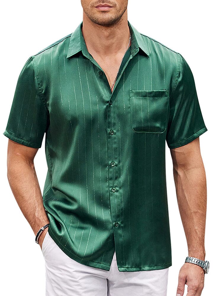 Casual Silk Satin Kurz Ärmel Hemd