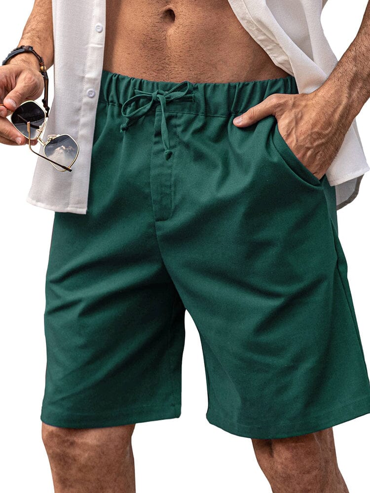 Klassisch Elastische Waist Leinen Shorts