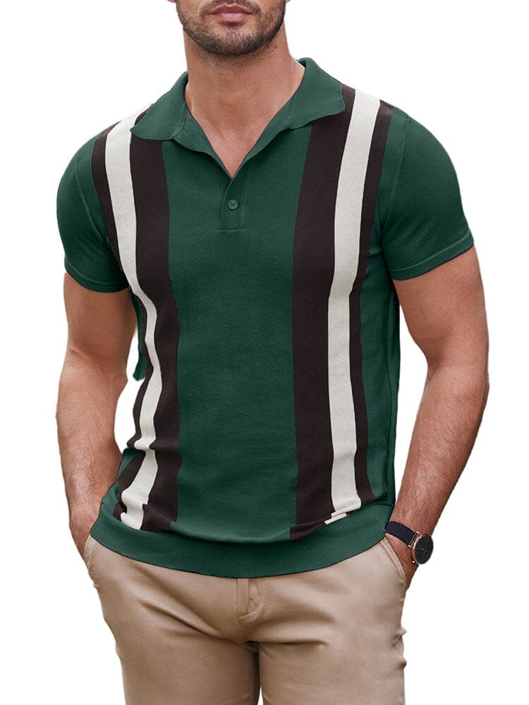 Vintage Stripe Kurz Ärmel Strick Polo Hemd
