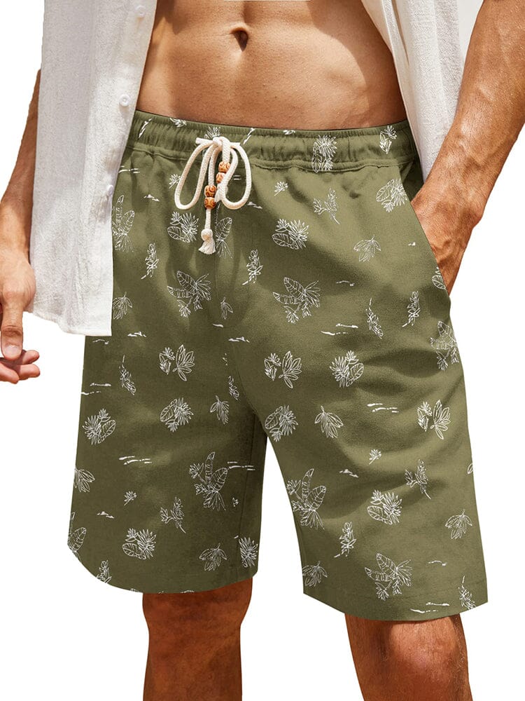 Casual Printed Leinen Holiday Shorts