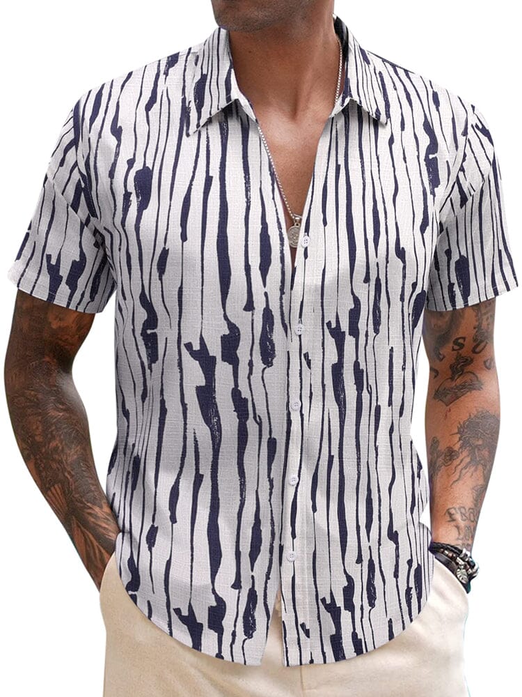 Casual Leinen Blend Printed Hemd
