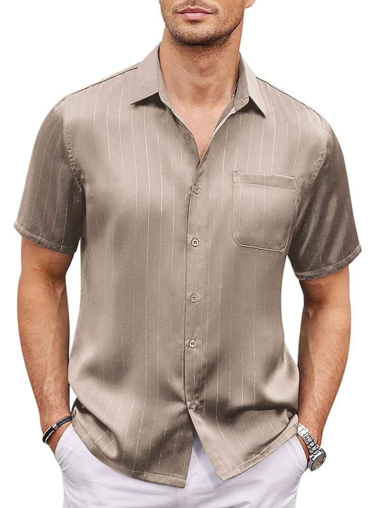 Casual Silk Satin Kurz Ärmel Hemd