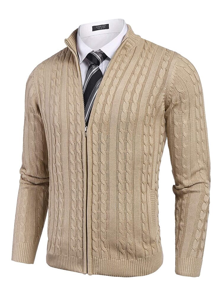 Cardigan Strick Zip Up Pullover with Pockets