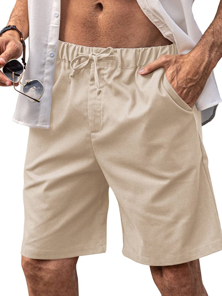 Klassisch Elastische Waist Leinen Shorts