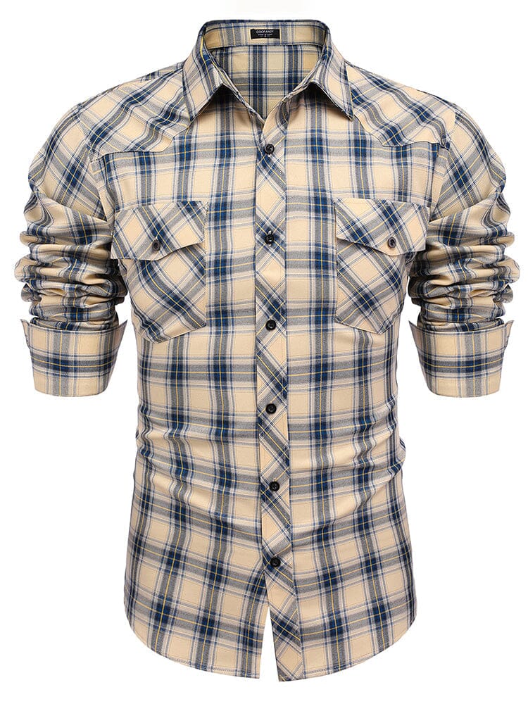 Plaid Lang Ärmel Casual Hemd with Pockets